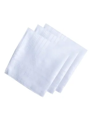 Men's Formal White 65% Polyester 35% Cotton Extra Soft Finish Handkerchief