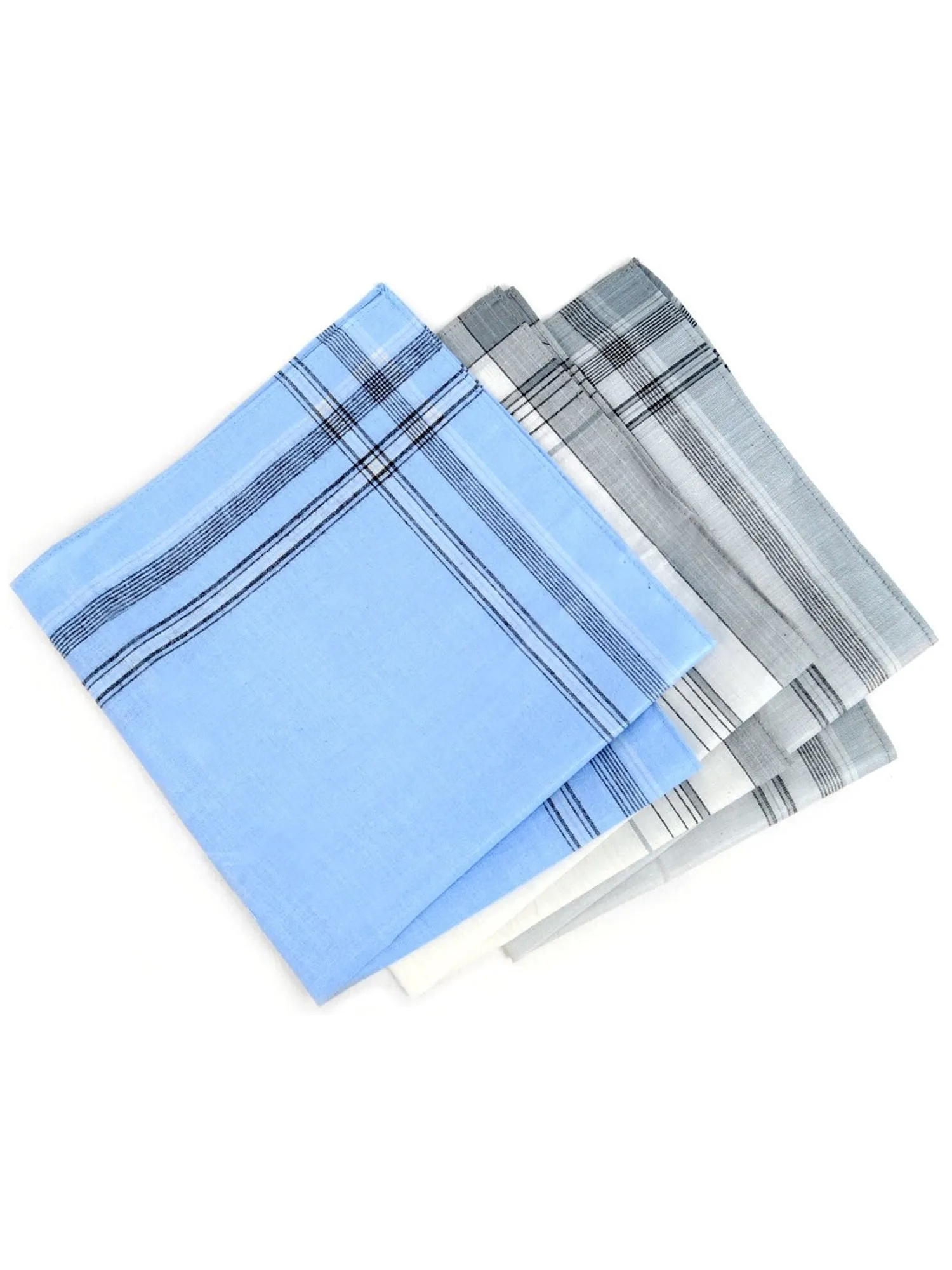 Men's White Cotton and Polyester Handkerchiefs