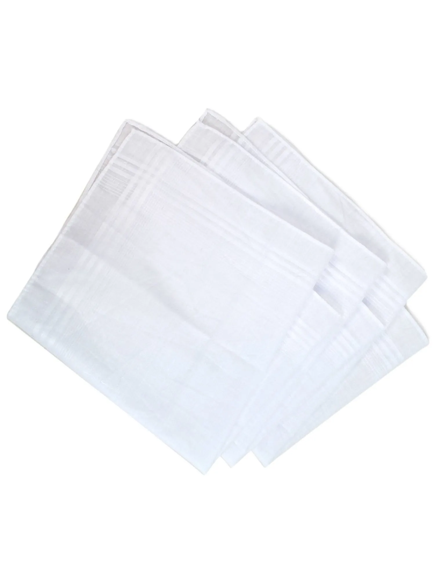 Men's White Cotton and Polyester Handkerchiefs