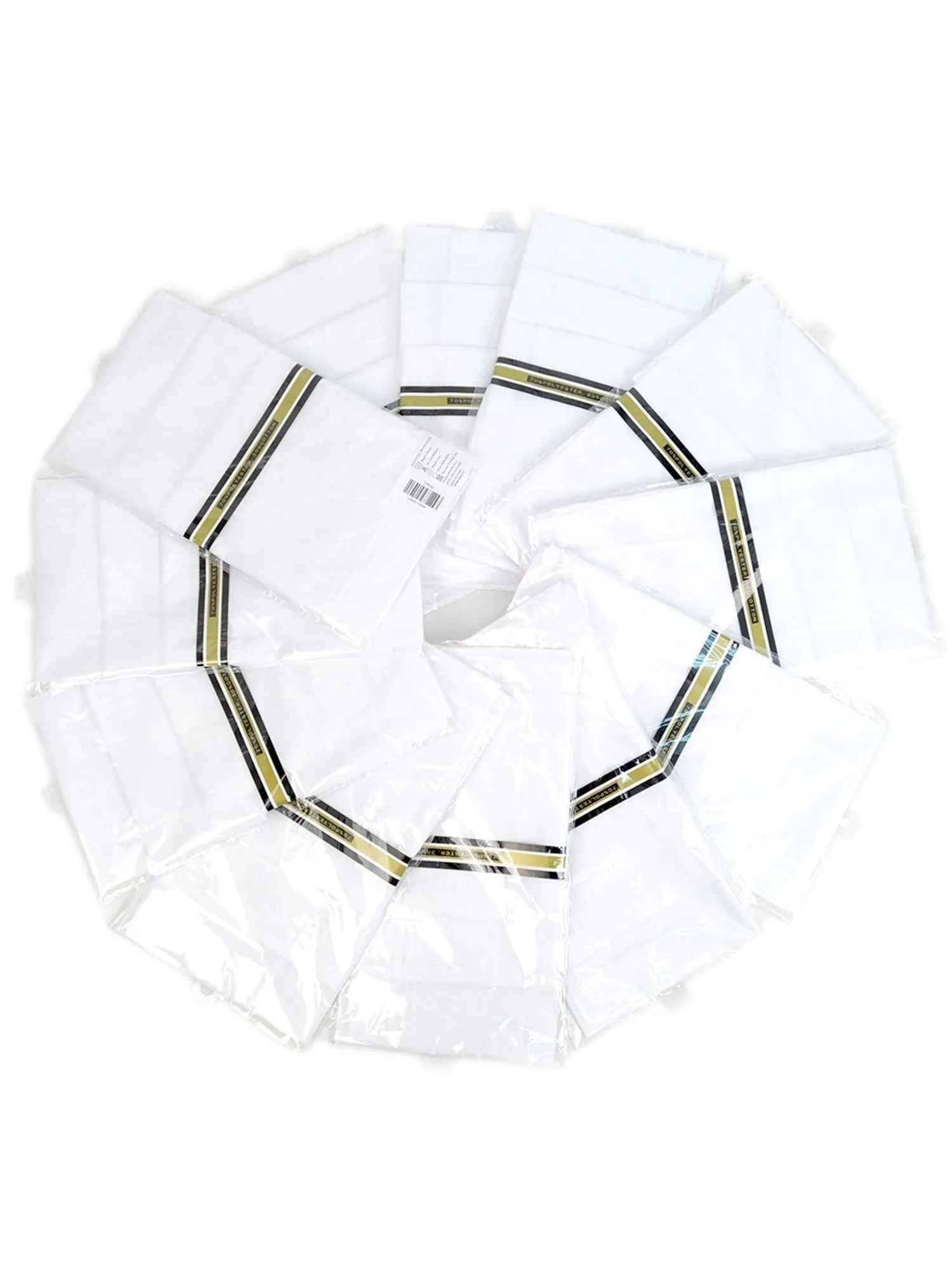 Men's White Cotton and Polyester Handkerchiefs