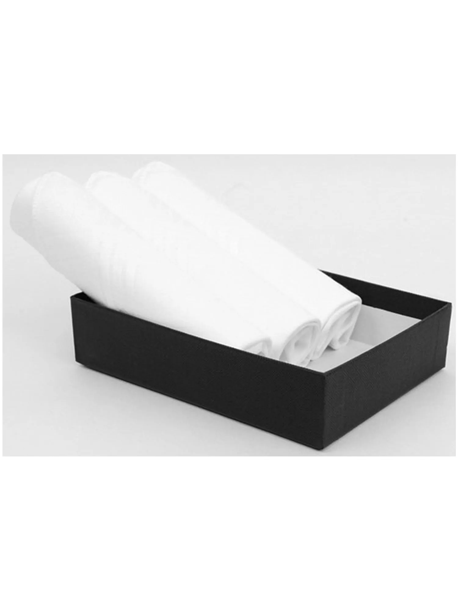 Men's White Fancy Plain Cotton Handkerchiefs