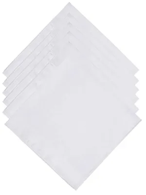 Men's White Fancy Plain Cotton Handkerchiefs