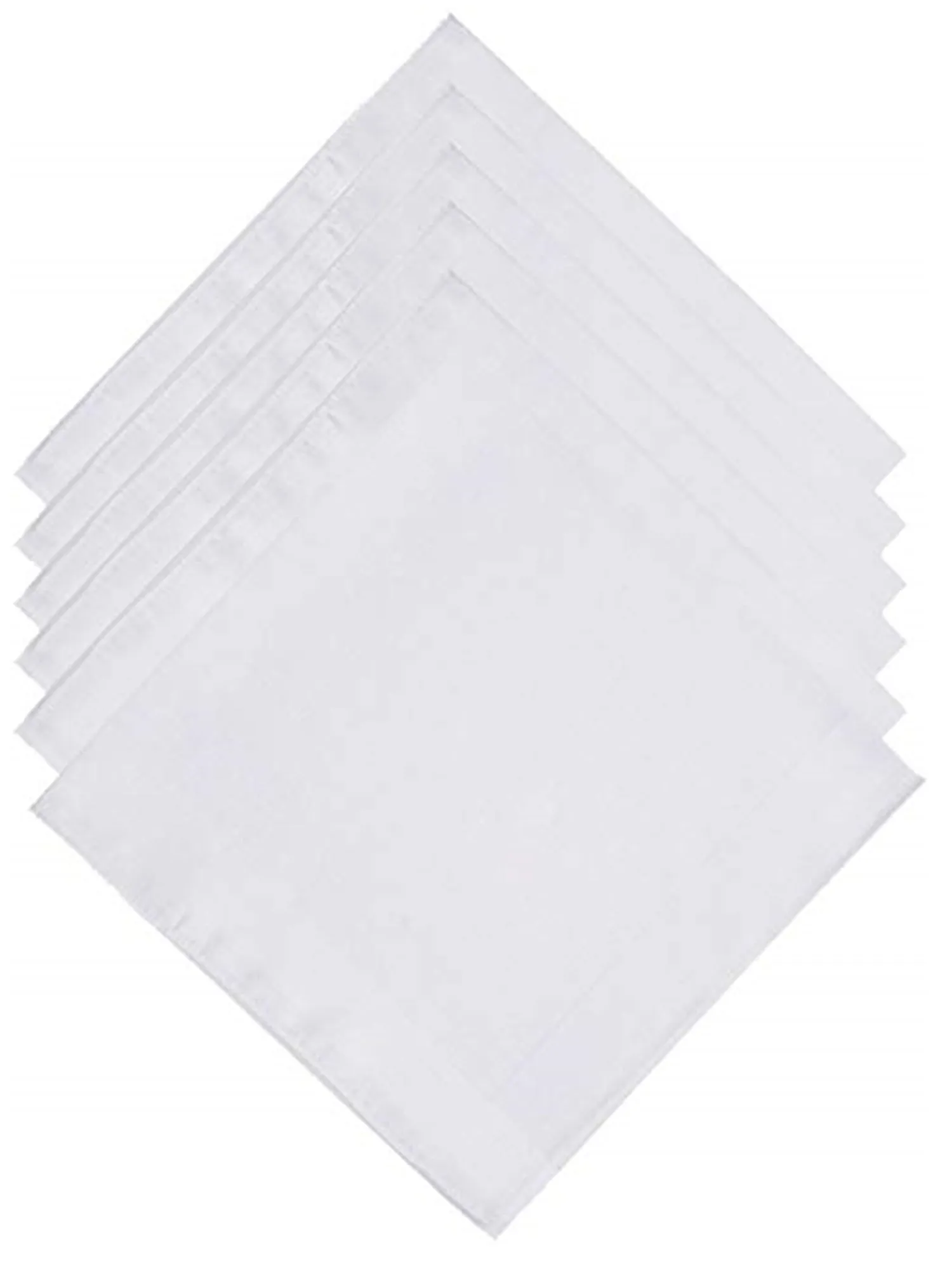 Men's White Fancy Plain Cotton Handkerchiefs