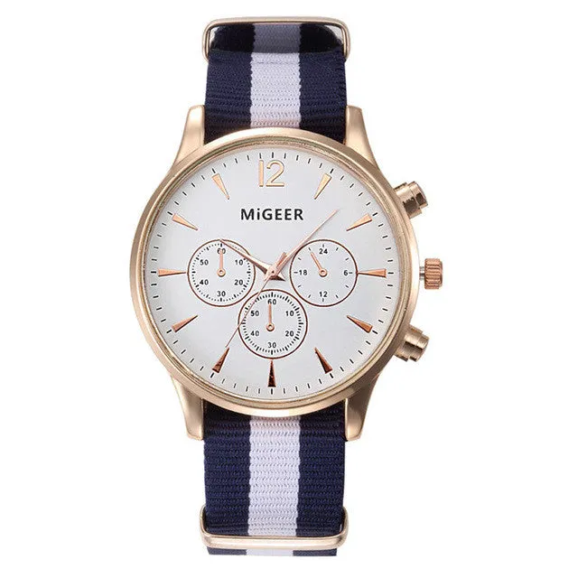 MIGEER Fashion Black & White Strap Watch Men Quartz Watch Casual Males Sport Business Wrist Men Watch,relogio masculino 0000