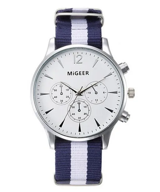 MIGEER Fashion Black & White Strap Watch Men Quartz Watch Casual Males Sport Business Wrist Men Watch,relogio masculino 0000