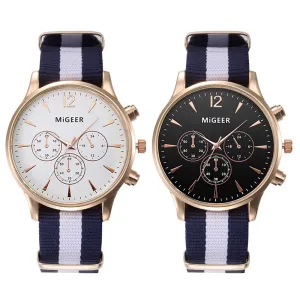 MIGEER Fashion Black & White Strap Watch Men Quartz Watch Casual Males Sport Business Wrist Men Watch,relogio masculino 0000