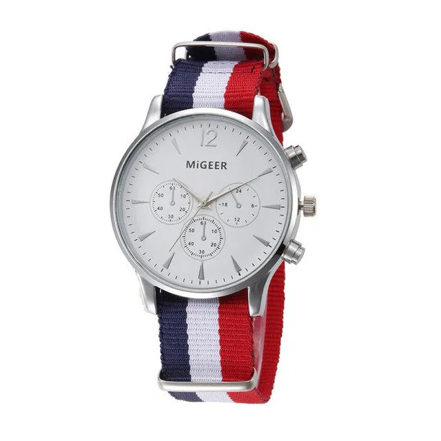 MIGEER Fashion Black & White Strap Watch Men Quartz Watch Casual Males Sport Business Wrist Men Watch,relogio masculino 0000