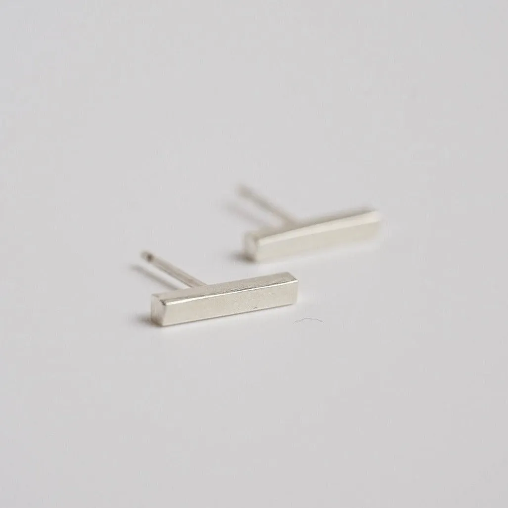 Mini Bar Stud Earrings in Sterling Silver