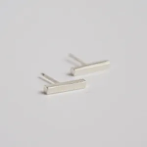 Mini Bar Stud Earrings in Sterling Silver