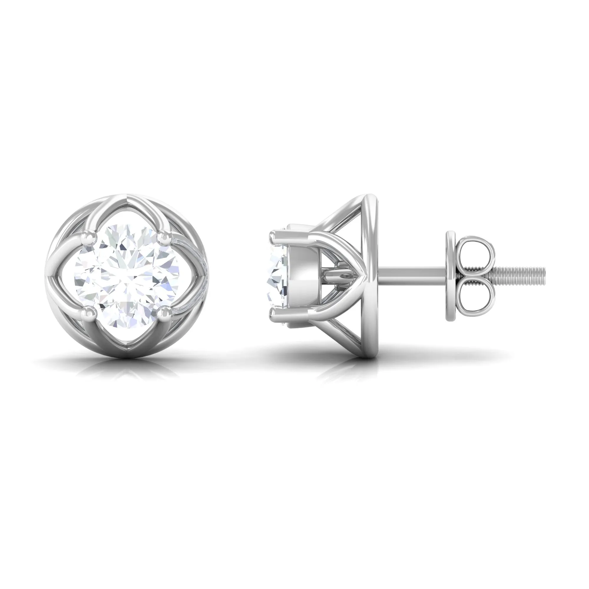 Moissanite Flower Stud Earrings