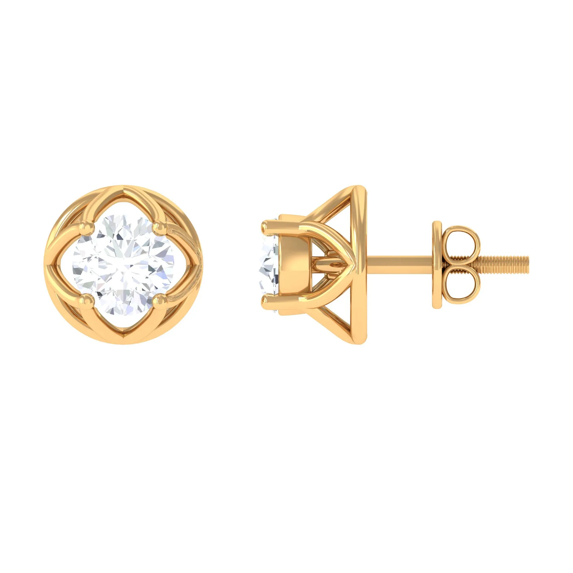 Moissanite Flower Stud Earrings