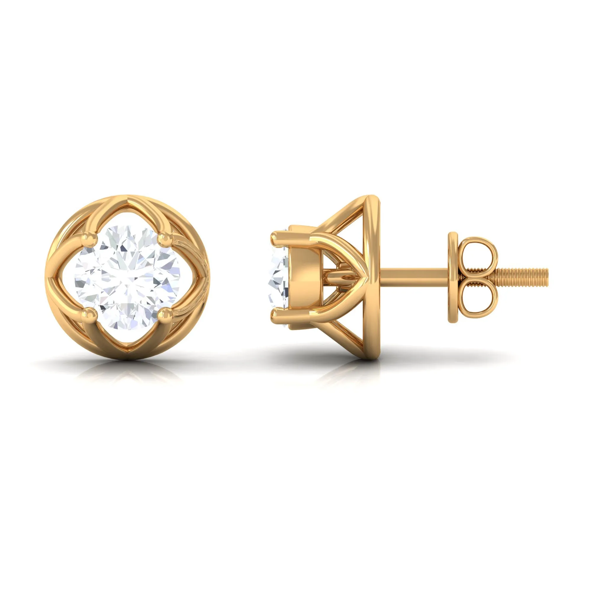 Moissanite Flower Stud Earrings