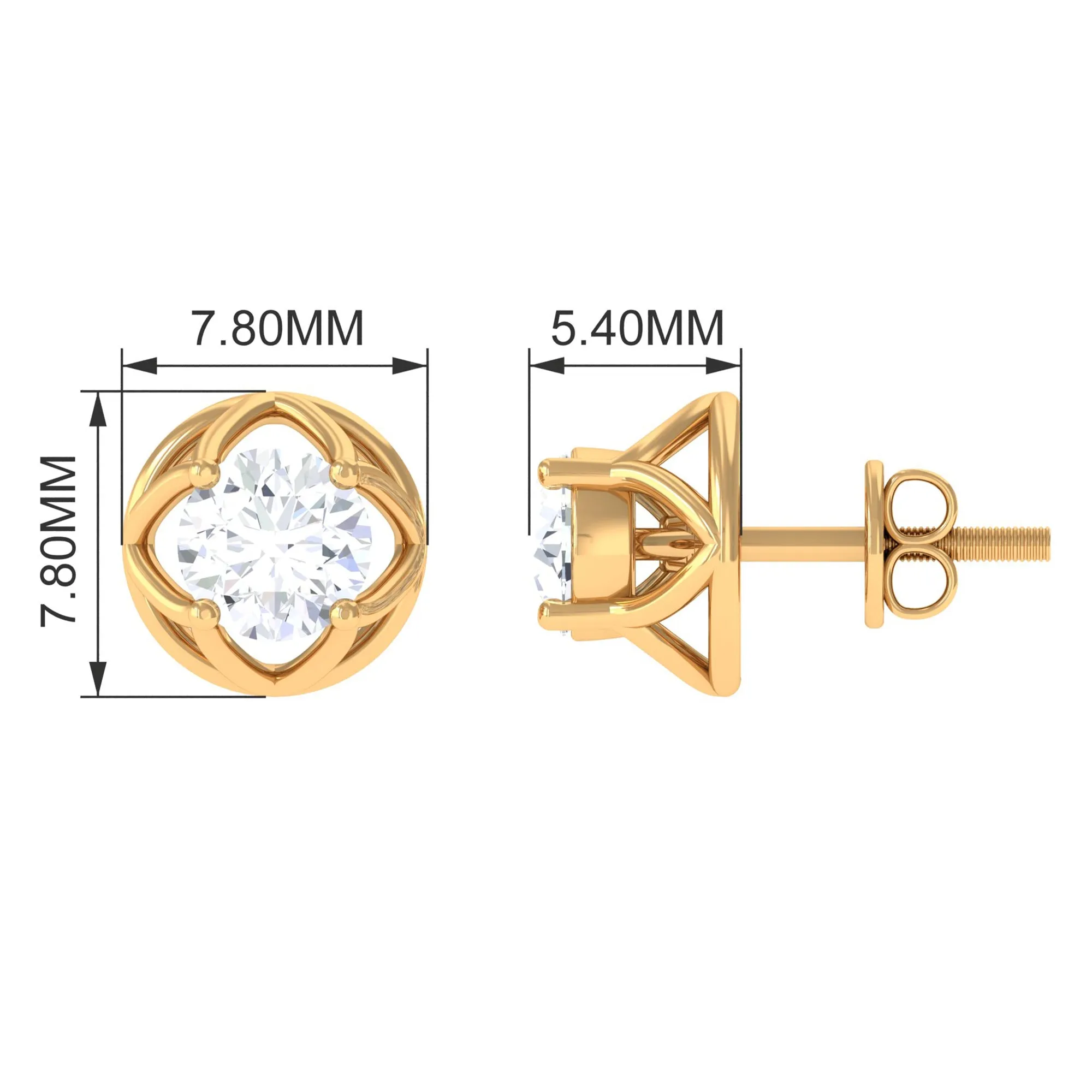 Moissanite Flower Stud Earrings