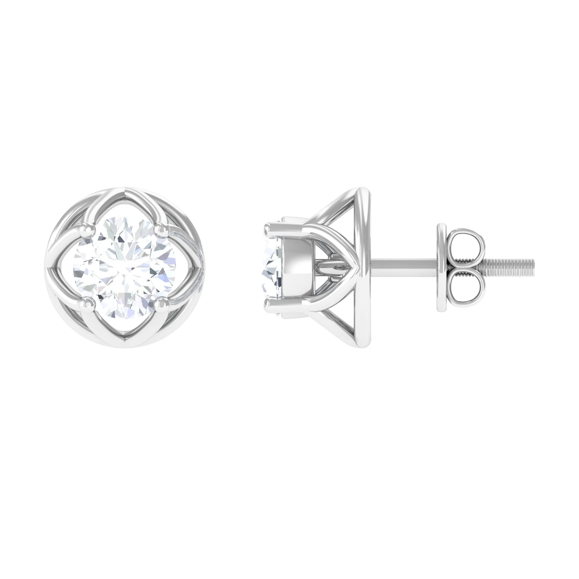 Moissanite Flower Stud Earrings