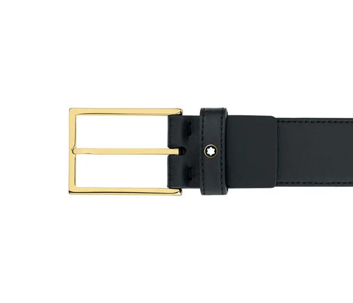 Montblanc Rectangular Shape Black Leather Strap Belt 111277