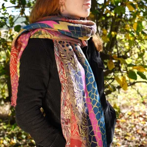 Multicoloured Jacquard Merino Wool Shawl