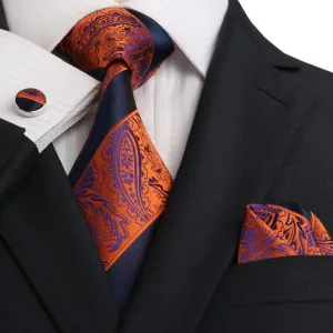 Navy and Orange Necktie Set JPM18E19