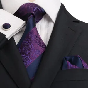 Navy and Purple Silk Necktie JPM18E17