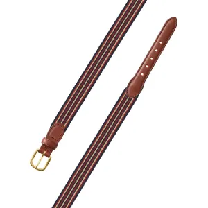 Navy, Burgundy & Tan Belgian Stretch Leather Tab Belt