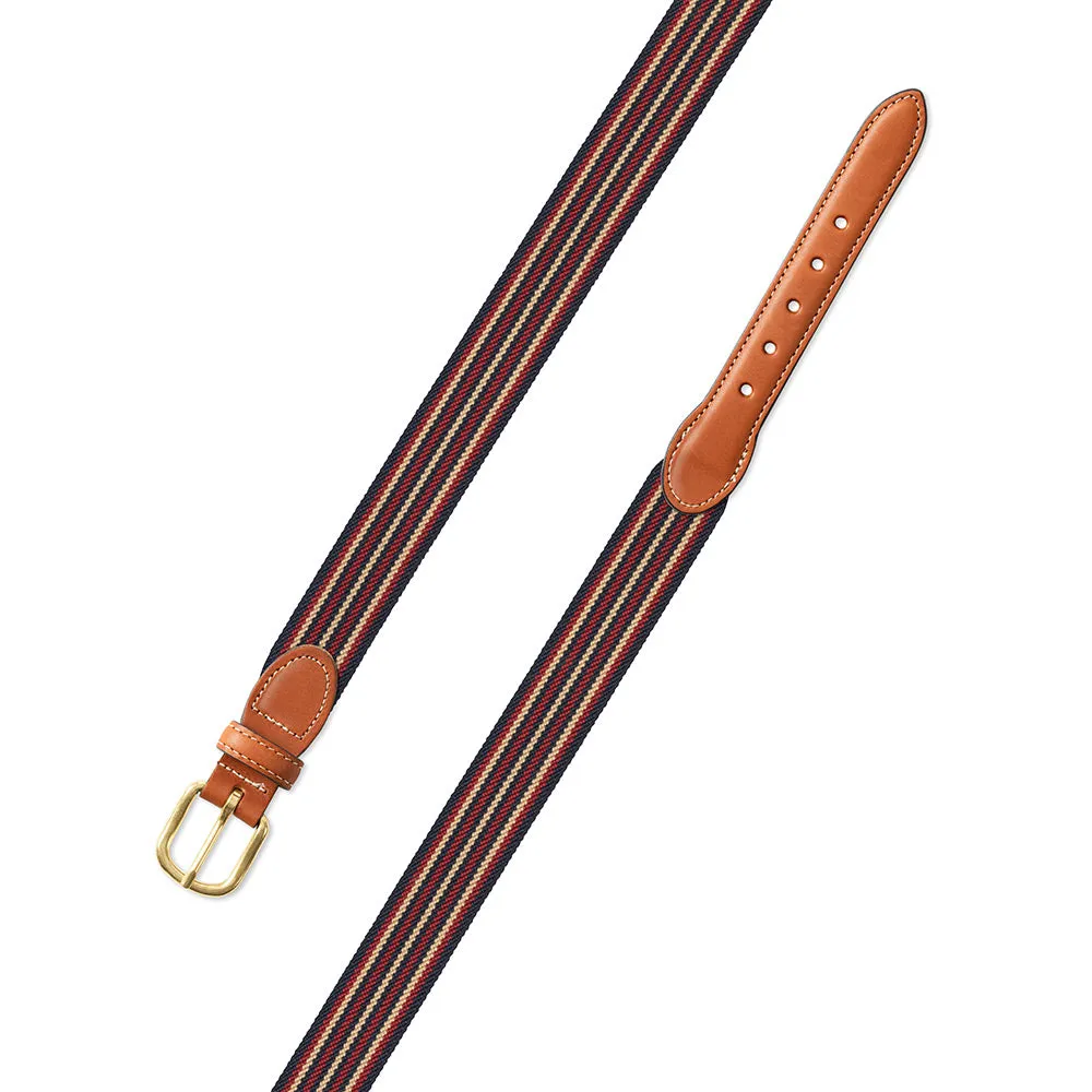 Navy, Burgundy & Tan Belgian Stretch Leather Tab Belt