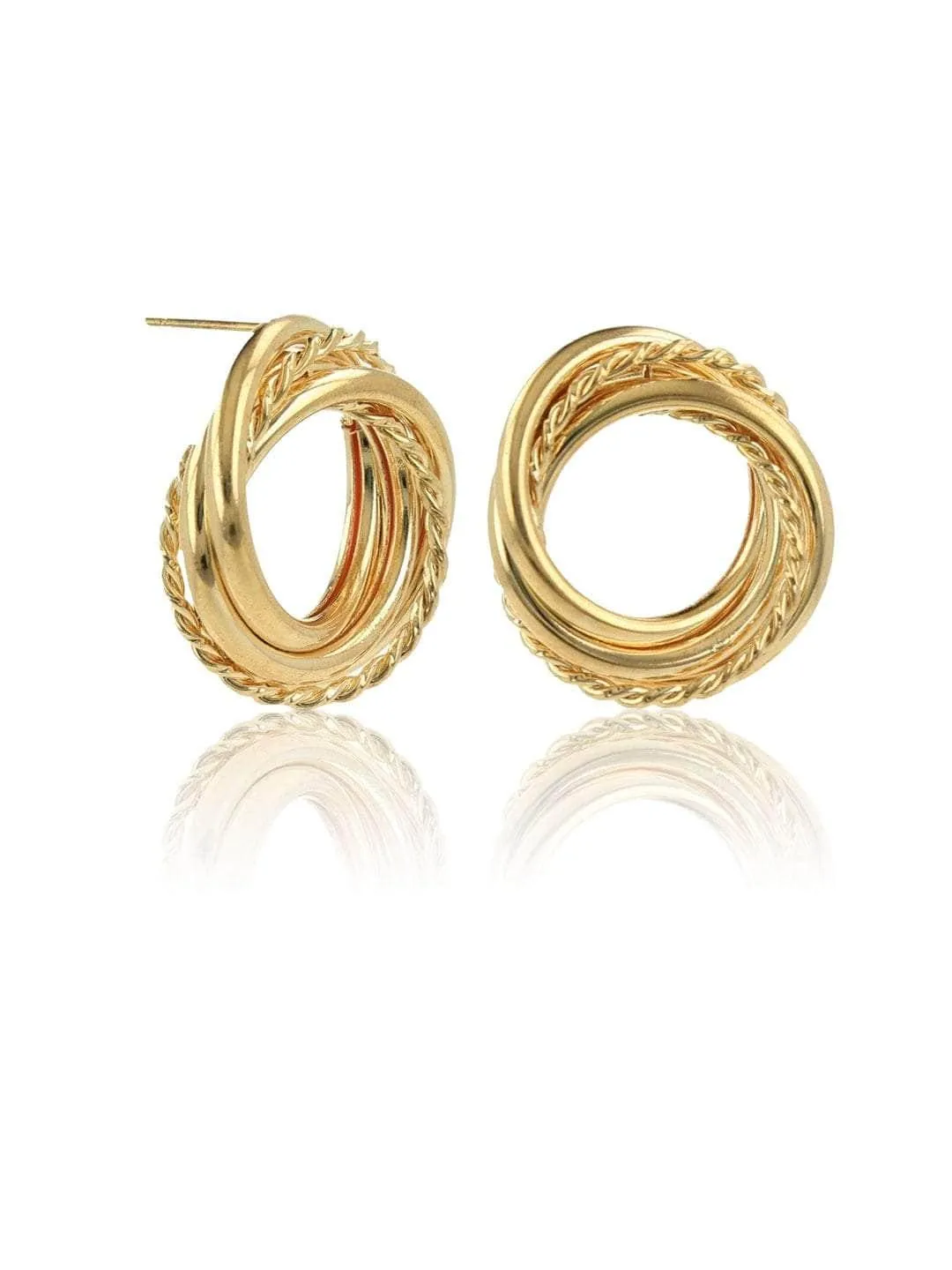 Nikki Mehra In Twisted Stud Hoop Earrings