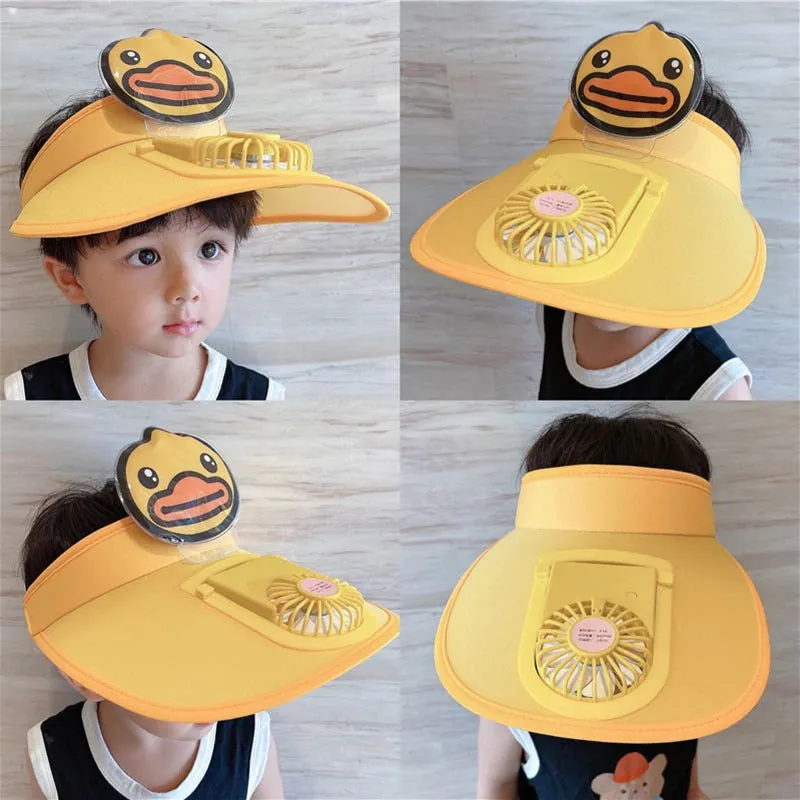 Outdoor Travel Summer Sun Visor Hats with Rechargeable Cooling Fan