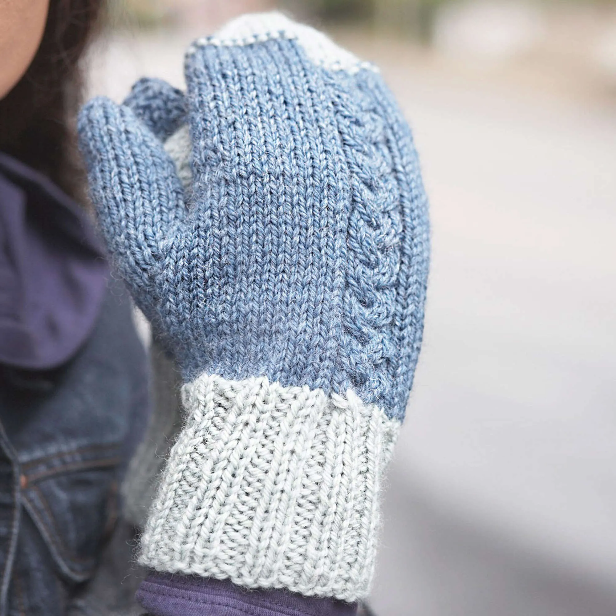 Patons Knit Off-Set Cable Mittens