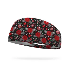 Peppermint Poinsettias Wicking Performance Headband