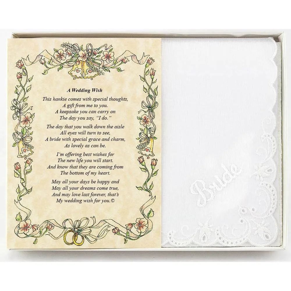 Personalized A Wedding Wish (From Friend or Family to the Bride) Wedding Handkerchief