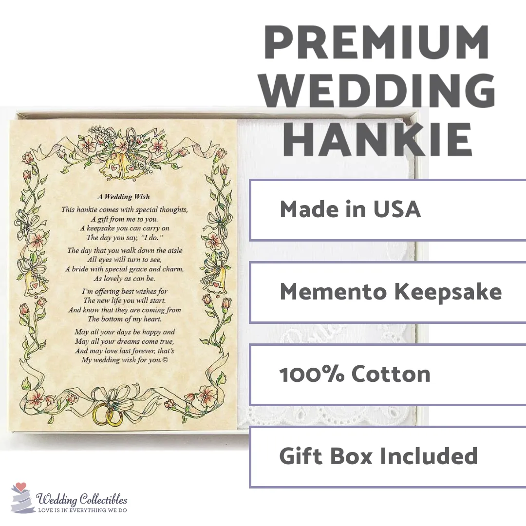 Personalized A Wedding Wish (From Friend or Family to the Bride) Wedding Handkerchief