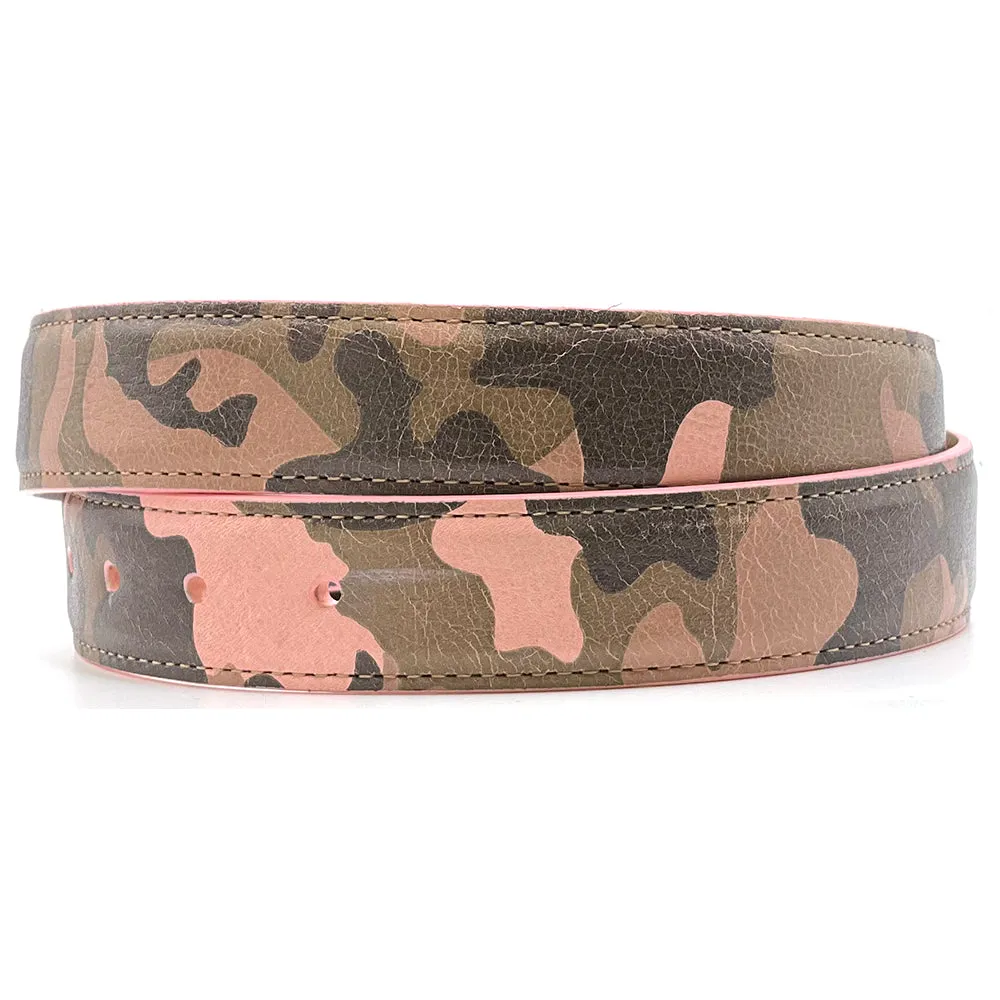 Pink Camo Italian Calf Leather Belt Straps