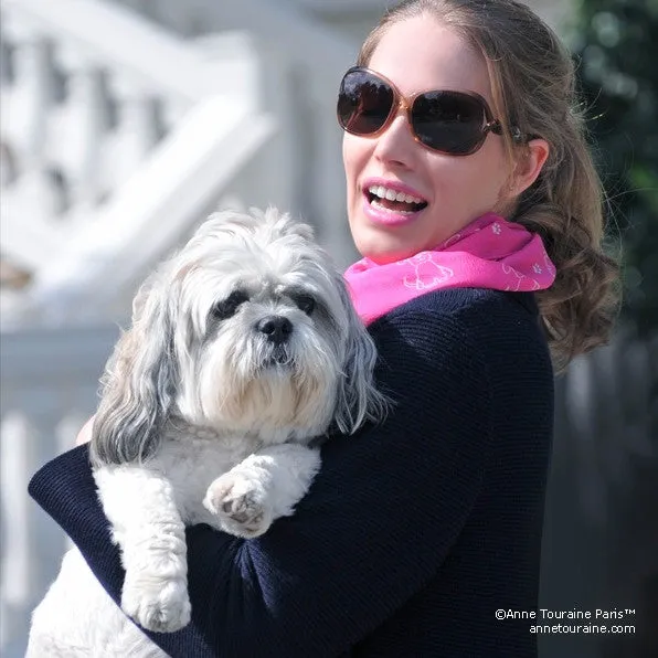 PINK DOG PATTERN SCARF - 67x26"