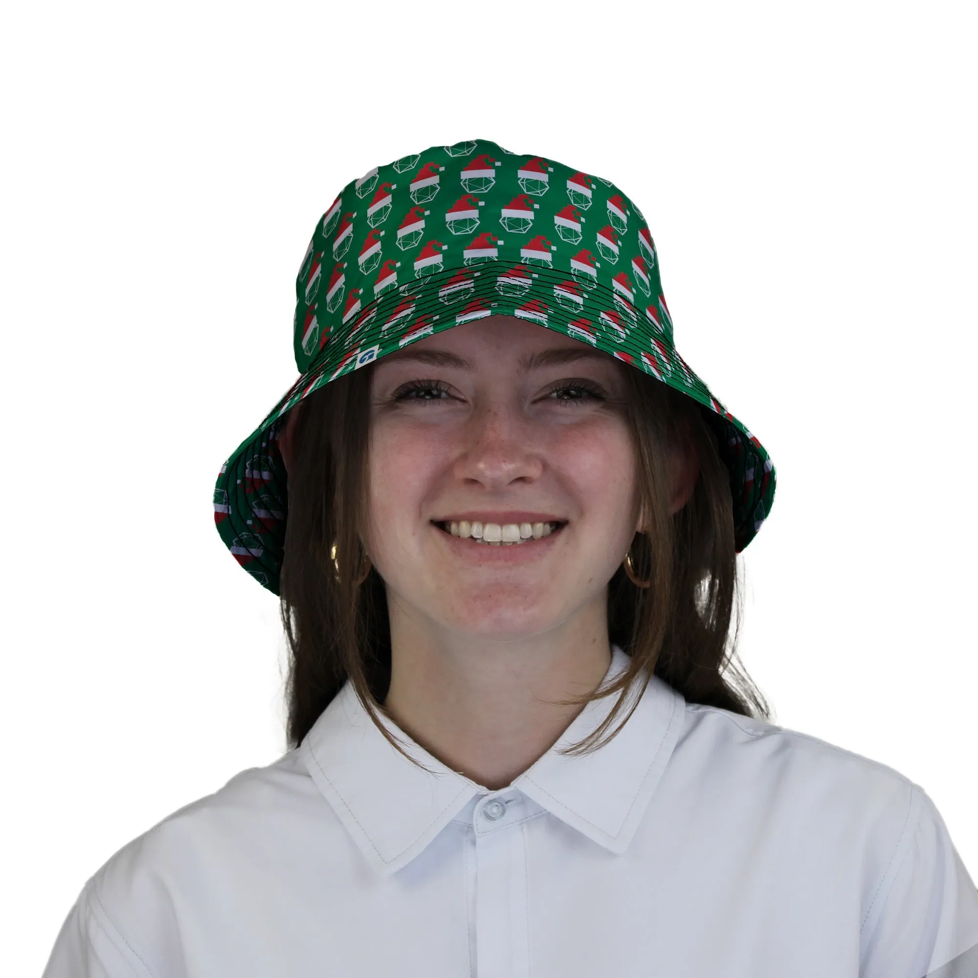 Pixel Santa Hats Dice Bucket Hat