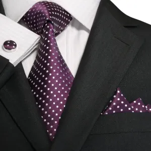 Purple and White Silk Necktie Set JPM18A73