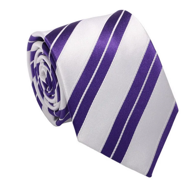 Purple and White Striped Necktie Set JPM1810N