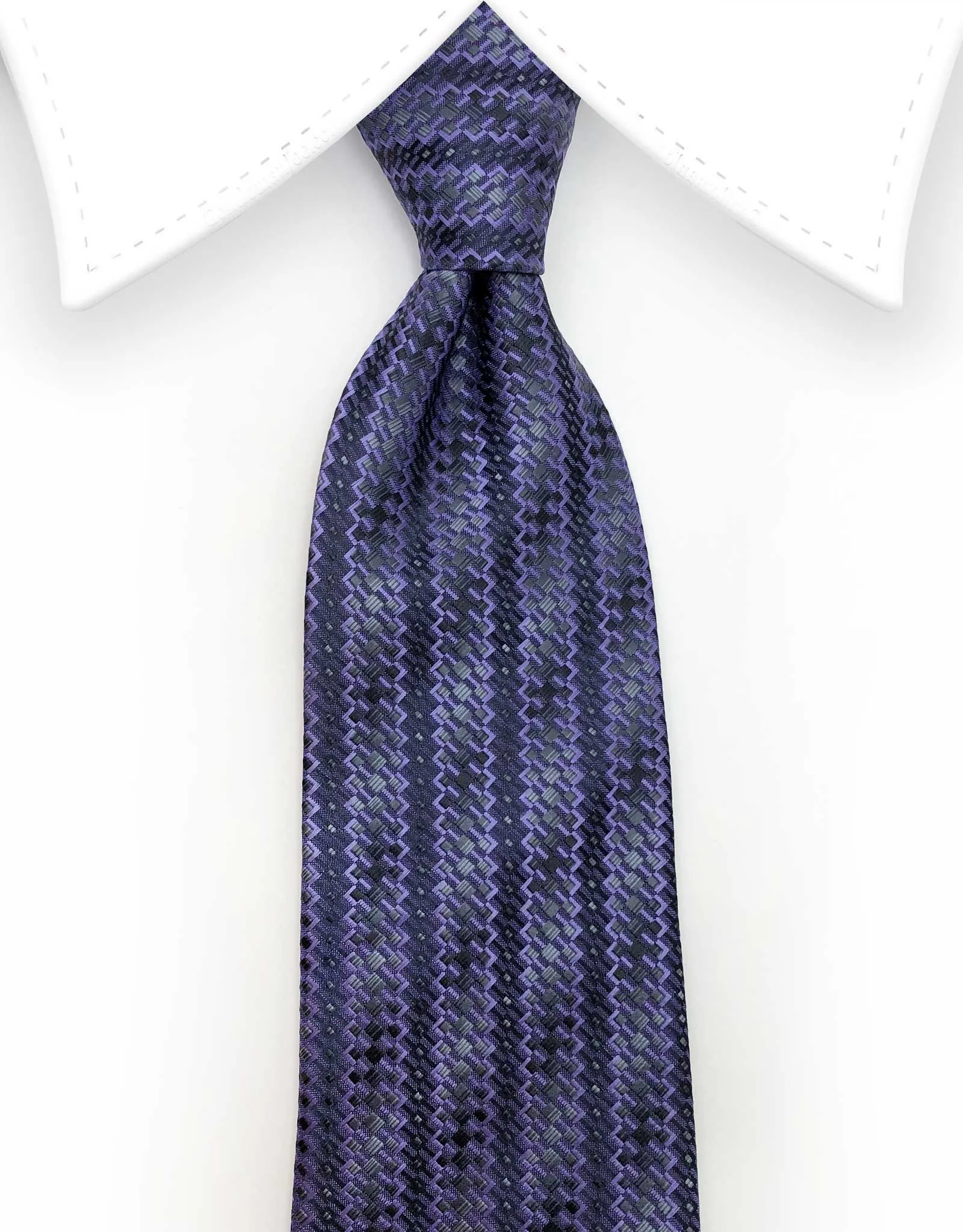 Purple Patterned Striped Men's Necktie