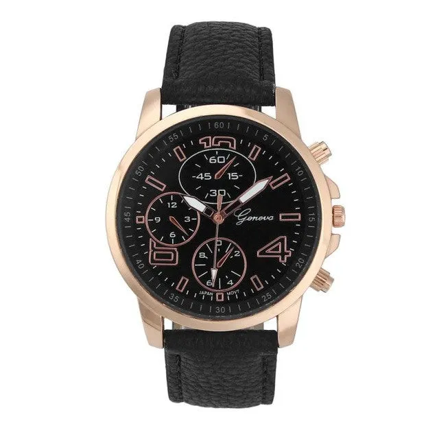 Quartz Faux Leather strap Analog wristwatch