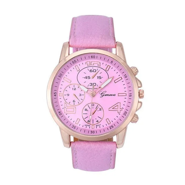 Quartz Faux Leather strap Analog wristwatch