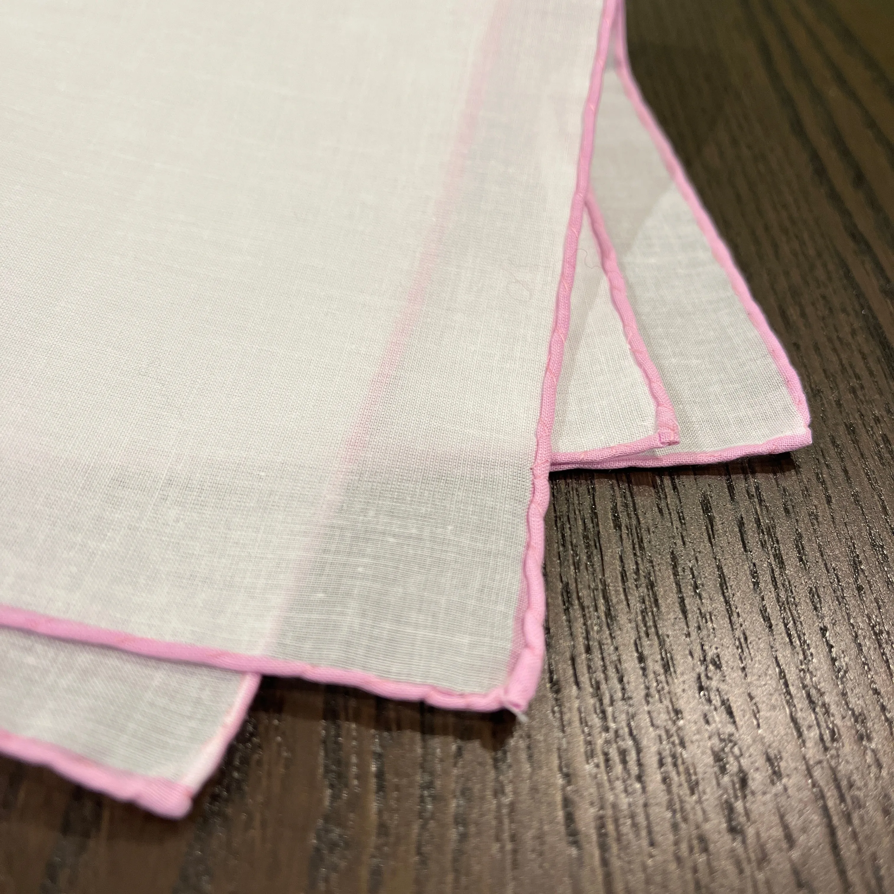 "Giorgio" pink hand made color piping extra fine cotton men's handkerchief