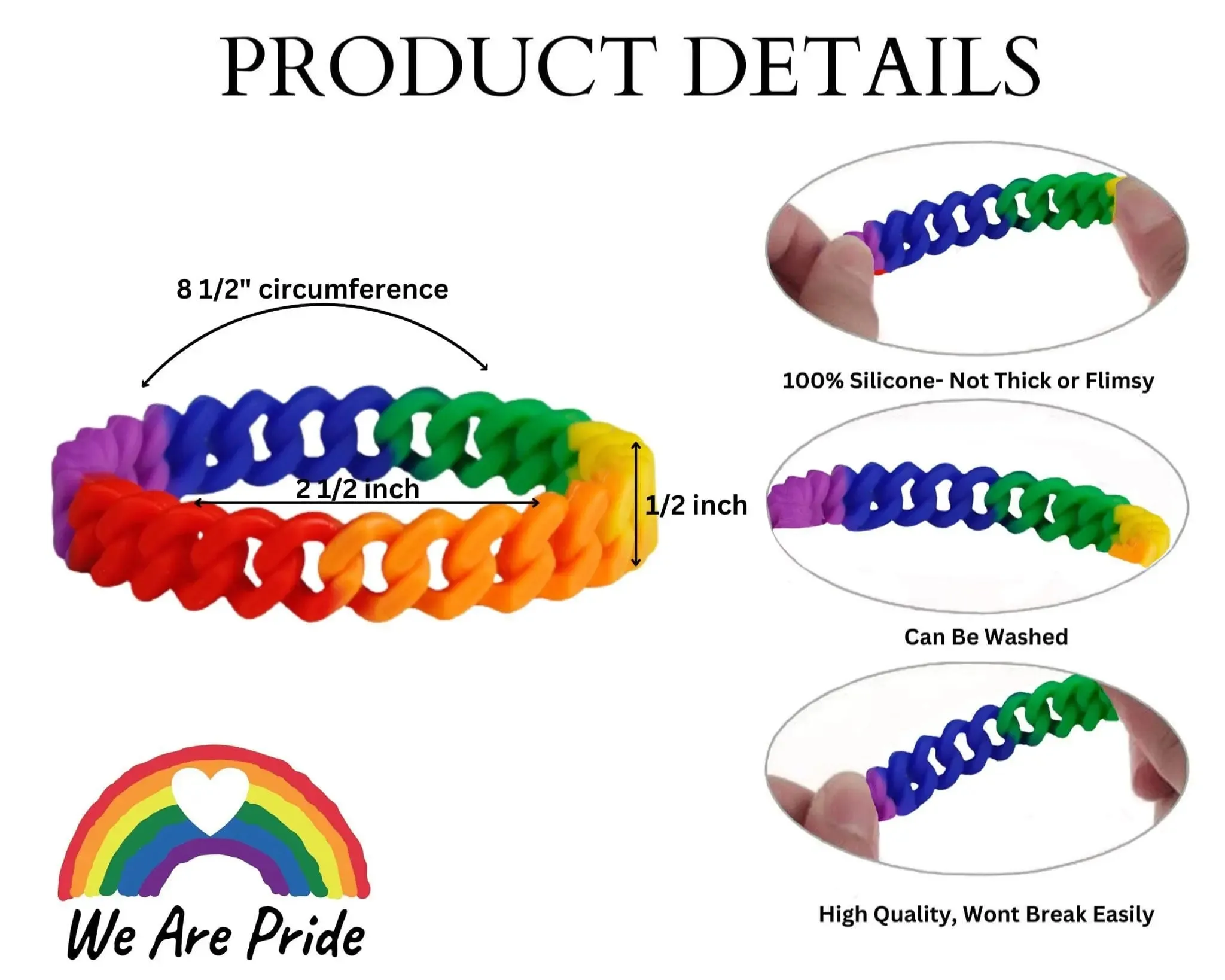 Rainbow Chain Link Silicone Bracelets