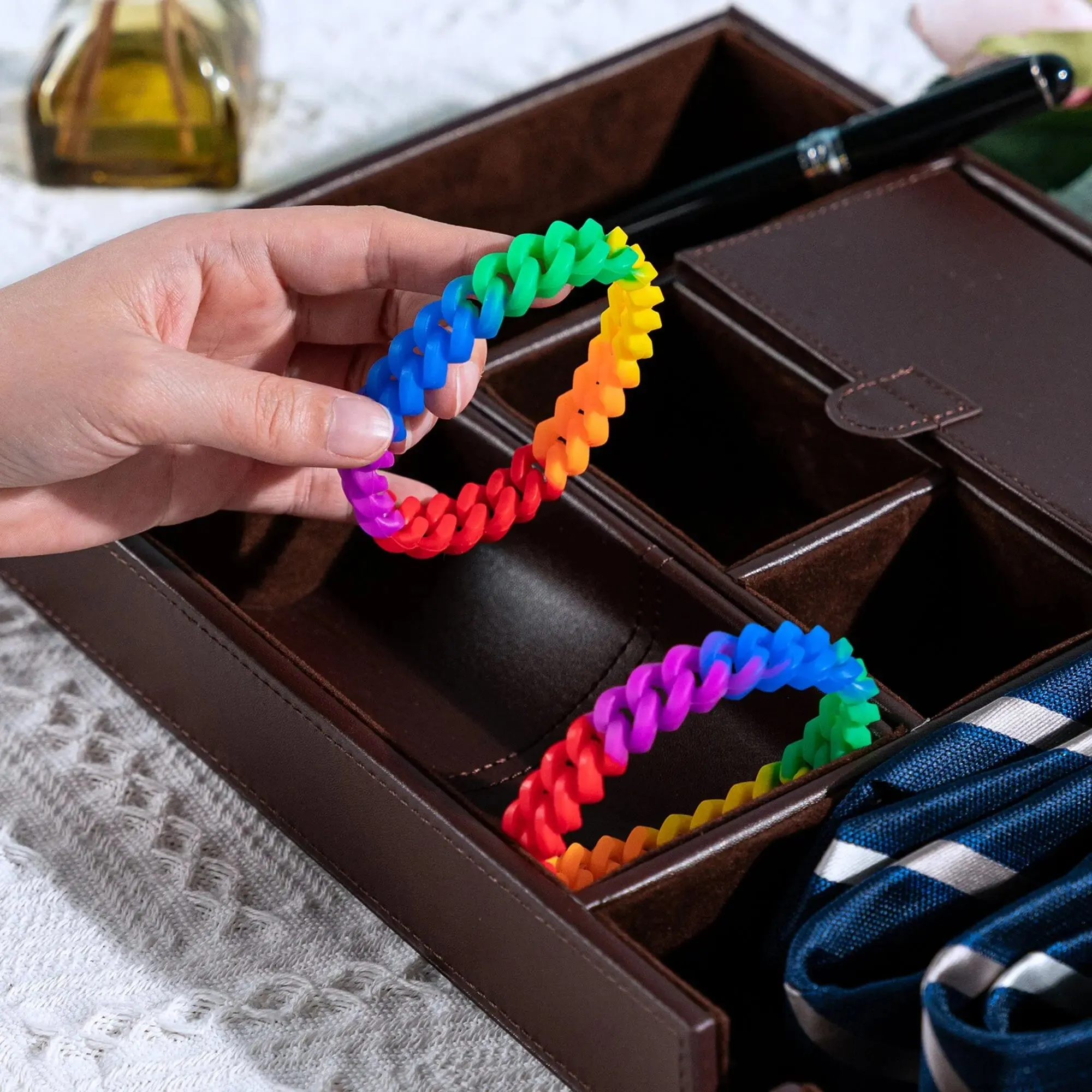 Rainbow Chain Link Silicone Bracelets