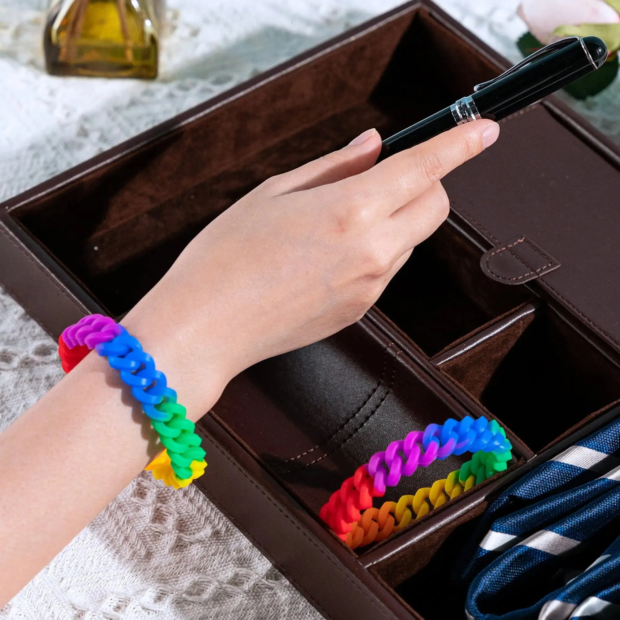 Rainbow Chain Link Silicone Bracelets