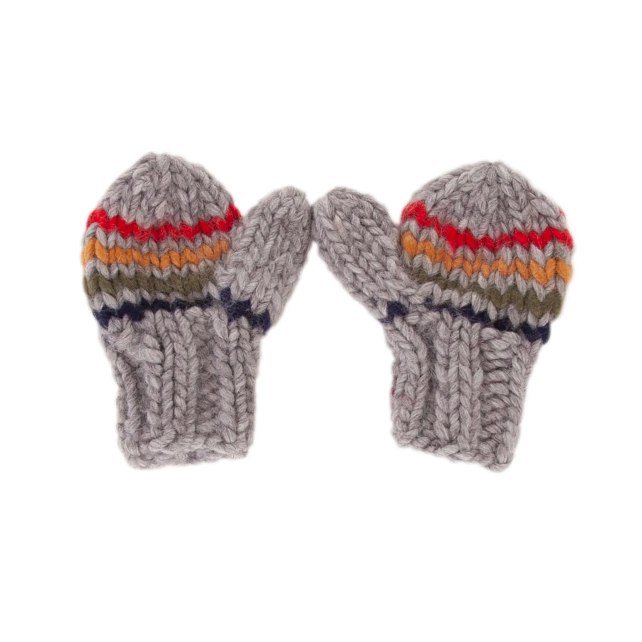 Rainbow Stripe Mittens Grey