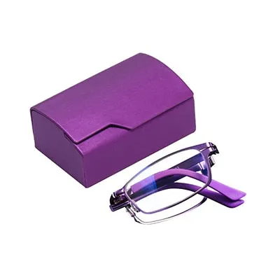 Ralfterty Unisex Full Rim Small Square Alloy Folding Hyperopic Folding Reading Glasses D827