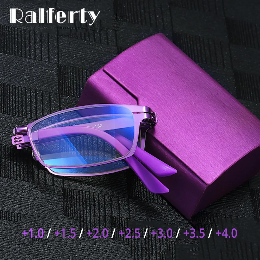 Ralfterty Unisex Full Rim Small Square Alloy Folding Hyperopic Folding Reading Glasses D827