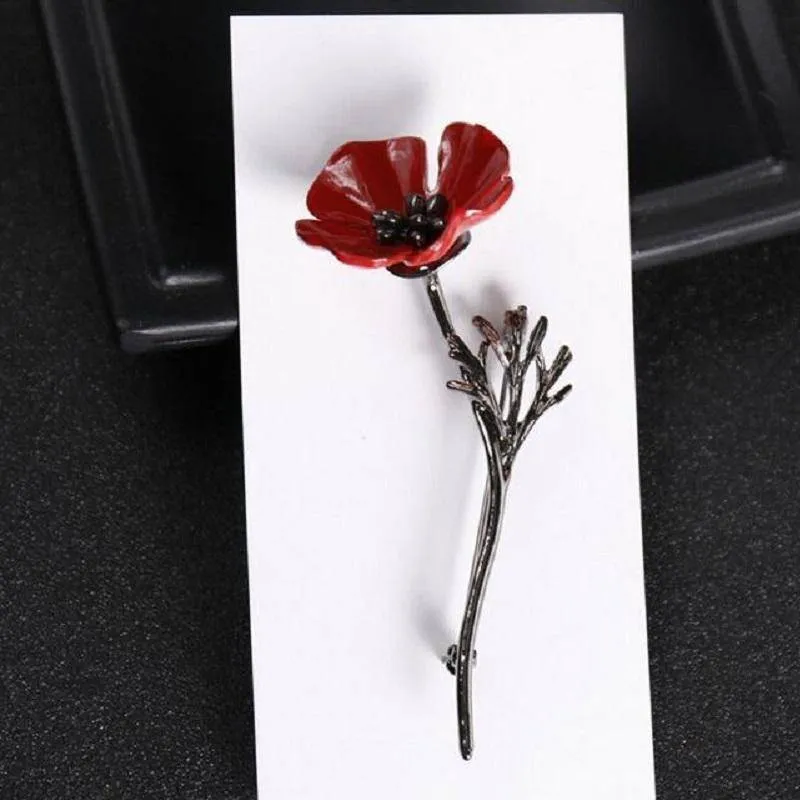 Red Poppy Flower Brooch Vintage Collar Pins Brooches Pins