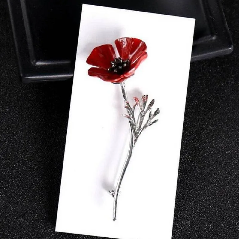 Red Poppy Flower Brooch Vintage Collar Pins Brooches Pins