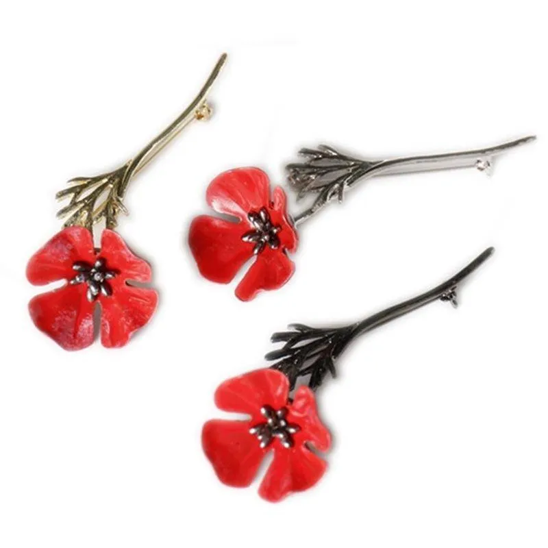 Red Poppy Flower Brooch Vintage Collar Pins Brooches Pins