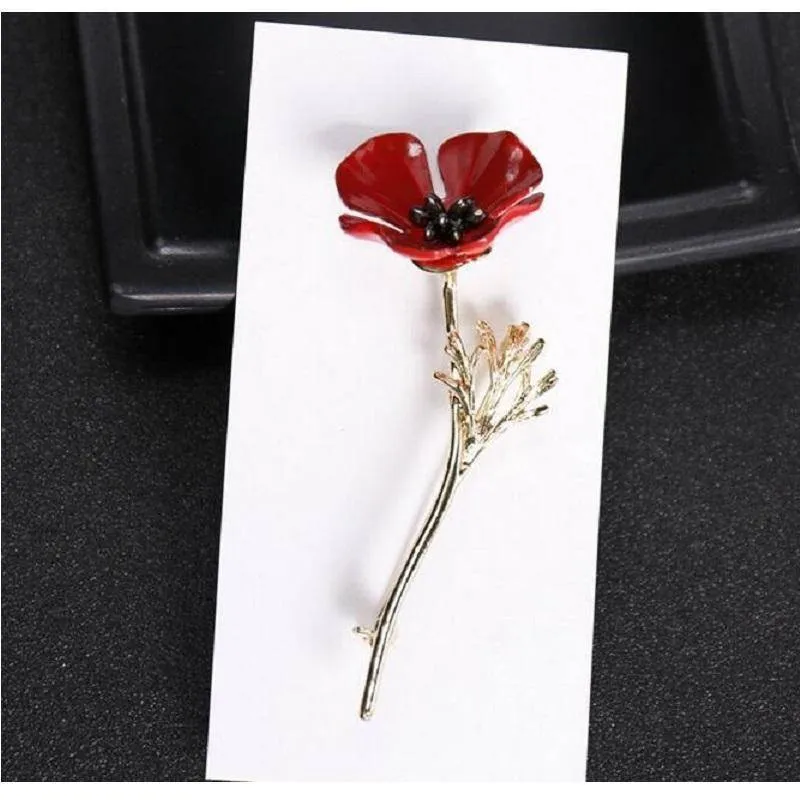 Red Poppy Flower Brooch Vintage Collar Pins Brooches Pins