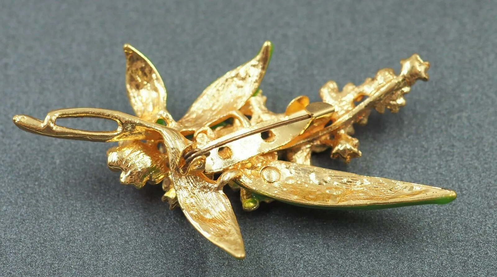 Retro Rhinestone & Enamel Flower Brooch